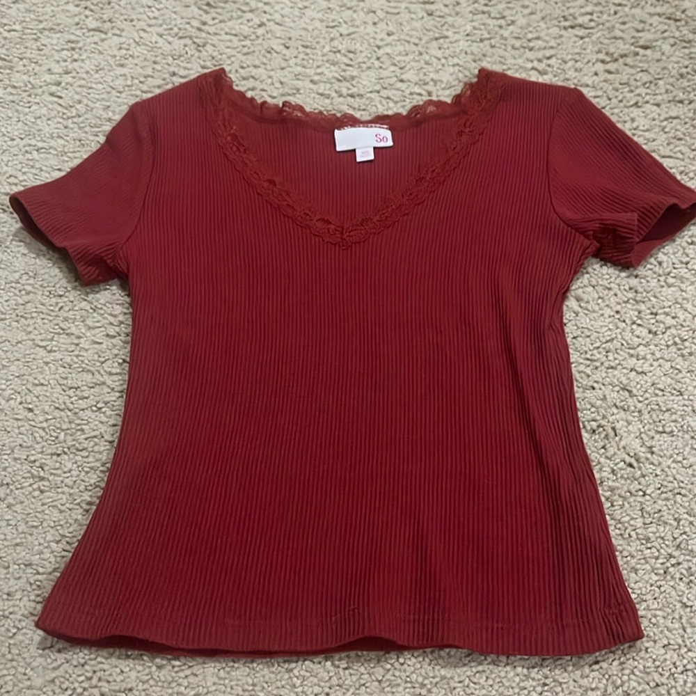 red laced top